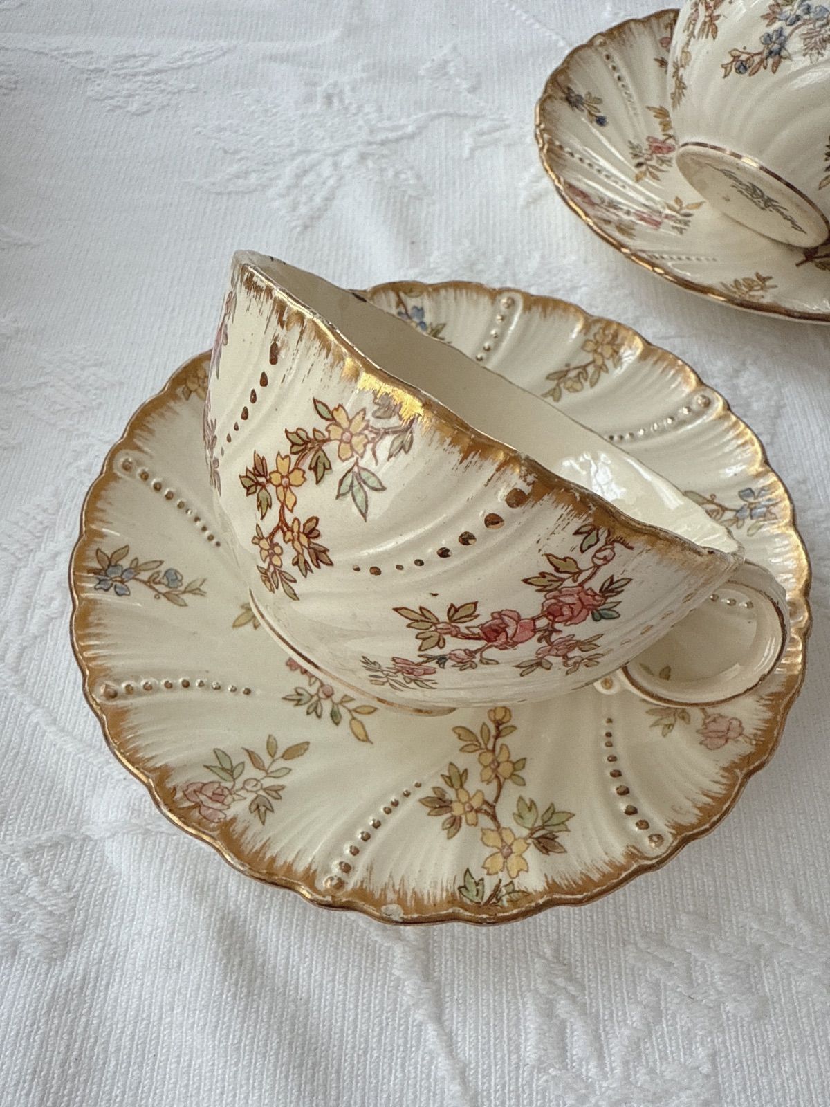 C Sarregumines Louis XV サルグミンヌ ルイ15世 ティーカップ-ソーサー フランスアンティーク