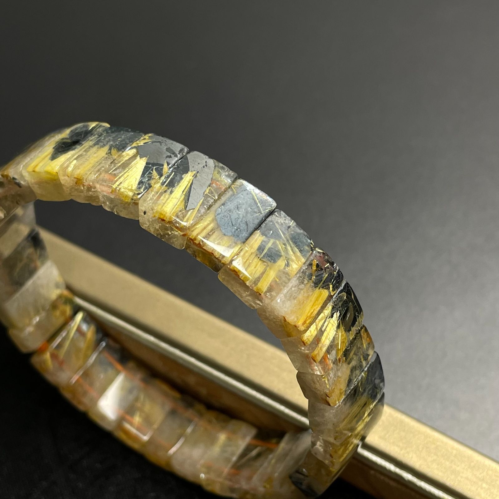 天然石☆【太陽花タイチンルチル】☆黄金針水晶 ブレスレット 天然石A