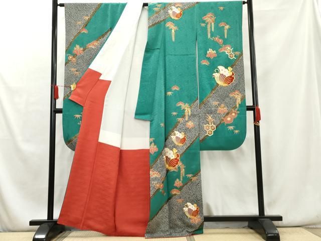 華やか 振袖 総絞りの花模様 着物 正絹 袷 広衿 RK-3093 平和屋着物□豪華振袖 駒刺繍 絞り 花蝶文 金彩 正絹 逸品