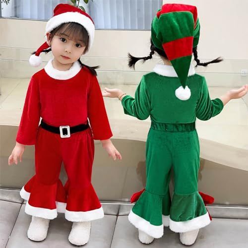 人気商品]レッド_130 [YUEEI] サンタ コスプレ 子供 クリスマス 女の子