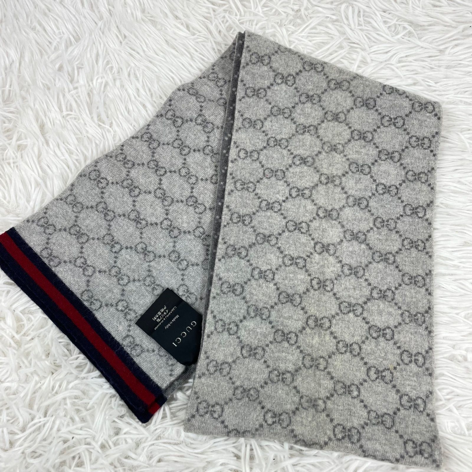 GUCCI グッチ マフラー ストール GG柄 シェリーライン GUCCI グッチ マフラー ストール GG総柄 ダブルジャガード シェリー