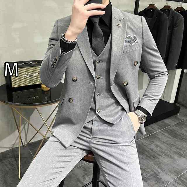 M メンズ ファッション 服 男性用 オシャレ シンプル 大人 かっこいい 大きいサイズ ストリート 紳士服 スーツ ビジネス カジュアル フォーマルスーツ ダブルブレスト スーツ