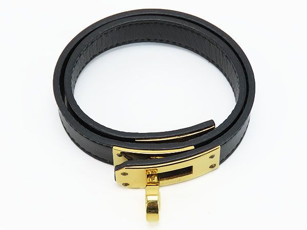 エルメス ケリー ドゥブルトゥール ブレスレット ブラック ゴールド
