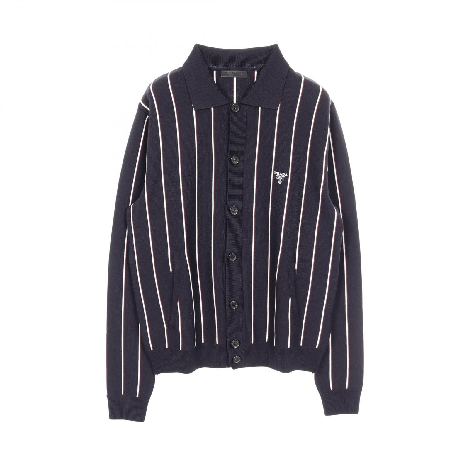 プラダ PRADA カーディガン UMG381 ネイビー ウール カーディガン メンズ Used A