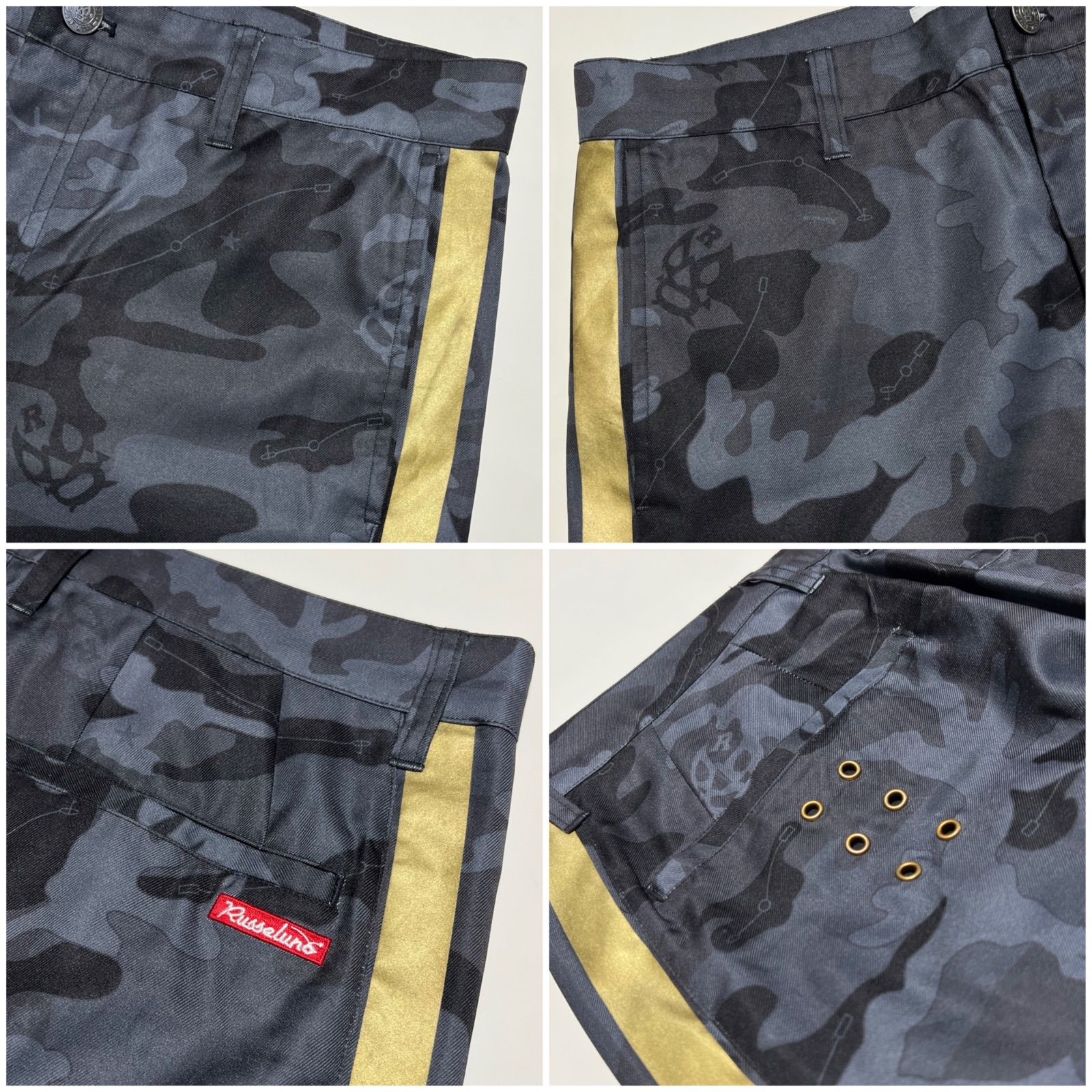 美品】 メンズ RUSSELUNO ロングパンツ 5 ゴルフパンツ カモフラ 迷彩
