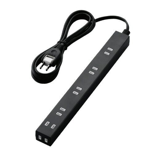 広々タップ　雷ガード　６個口　２ｍ　ブラックT-NSLK-2620BK【エレコム】