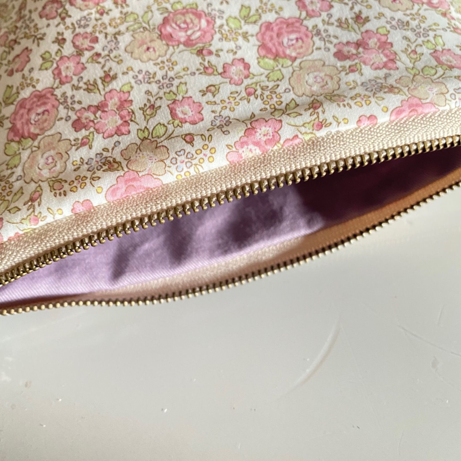 C＆S限定カラーリバティフェリシテピンクベージュ×くすみピンクポーチ  