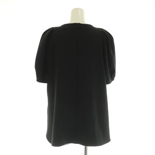 エリー ELLIE ジョーゼットハーフスリーブブラウス 五分袖 F ブラック |MY OS