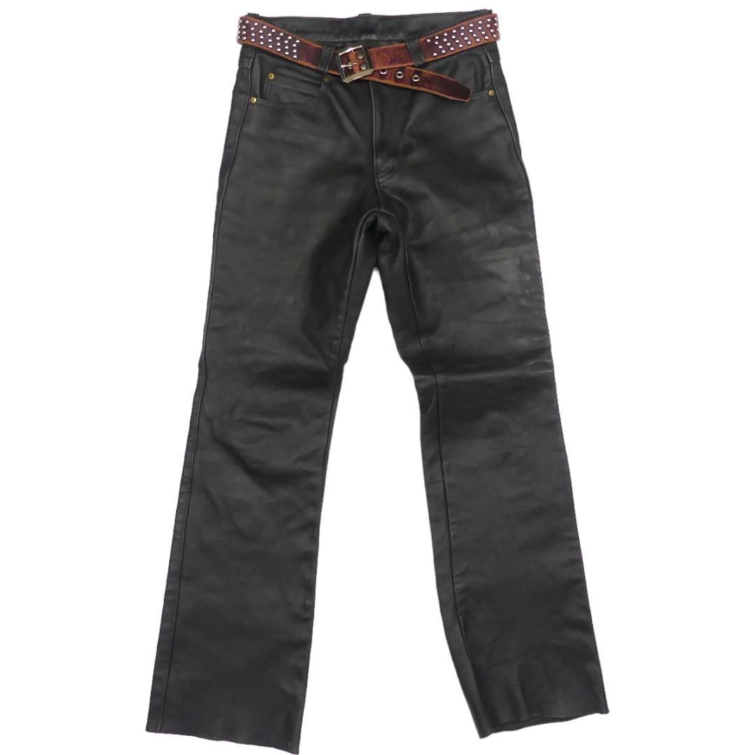 即決☆アメリカ製 Schott☆W32 レザーパンツ ショット メンズ USA 黒