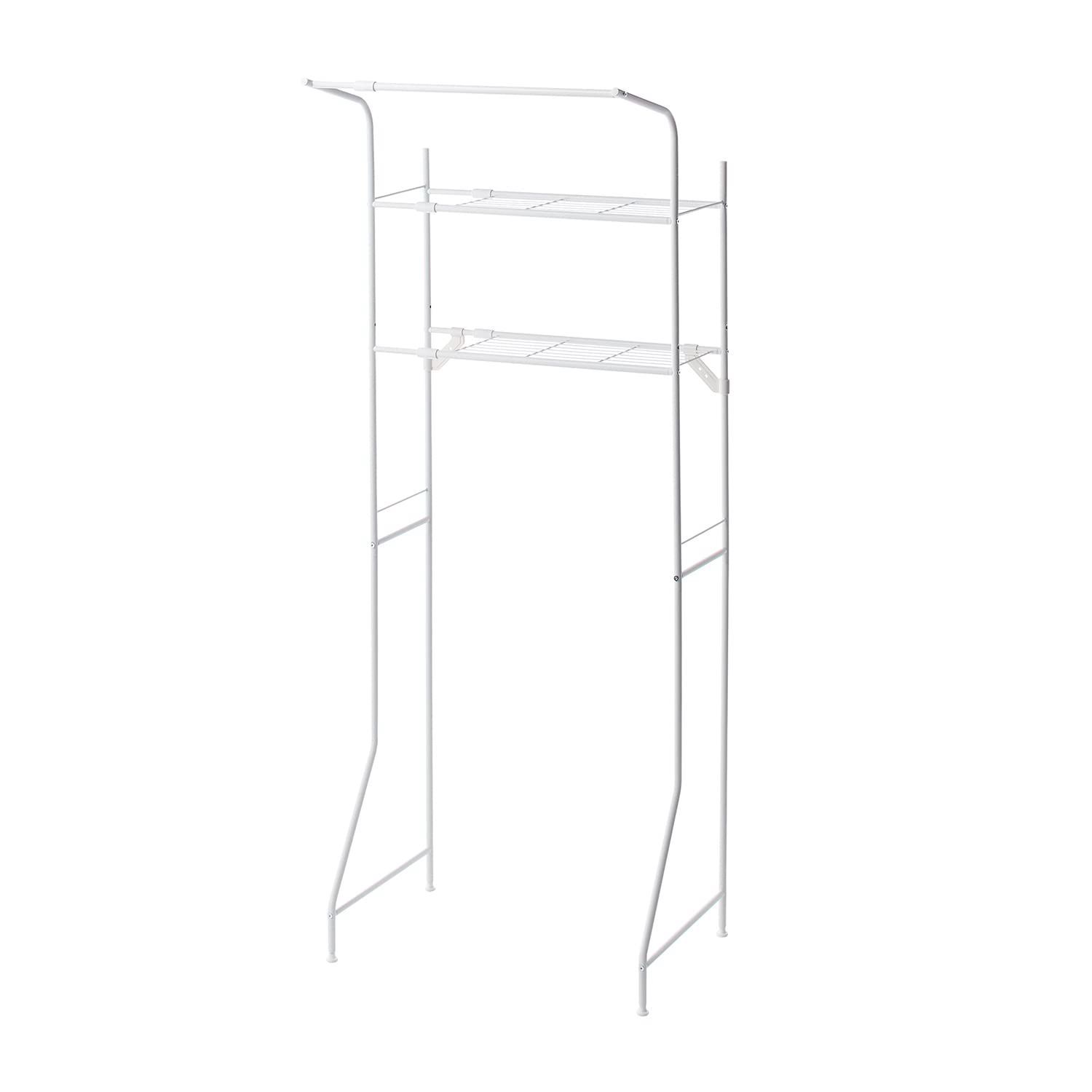 数量 棚2段 スリムランドリーラック ハンガーバー付き SHINDO マットホワイト HEIAN 幅61-82×奥行53×高181cm 平安伸銅工業 HSR-2WH