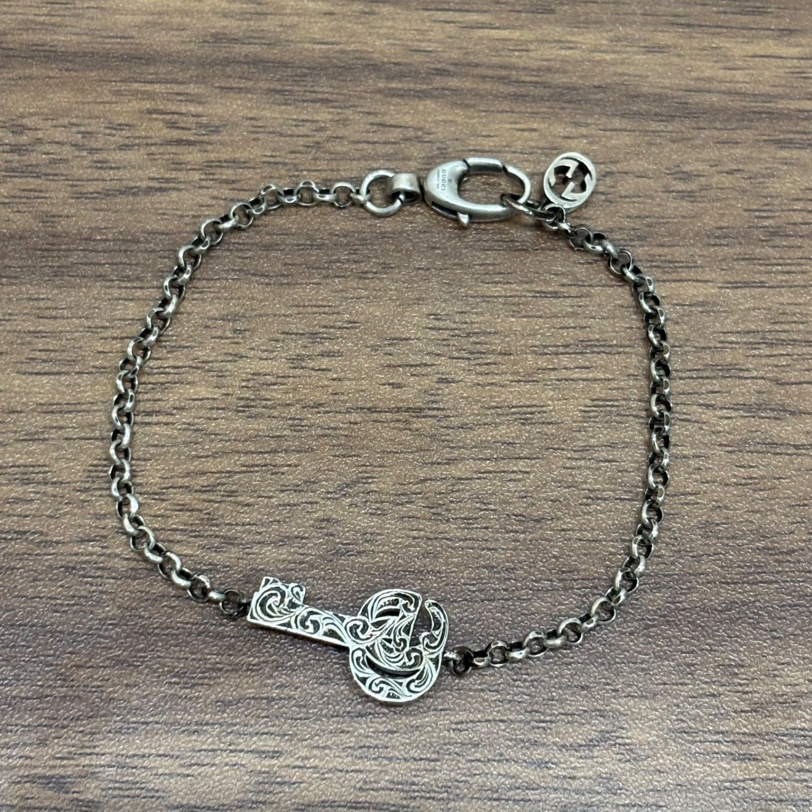 【正規品】GUCCI シルバー ダブルG キー ブレスレット#17 正規品】GUCCI シルバー ダブルG キー ブレスレット#17