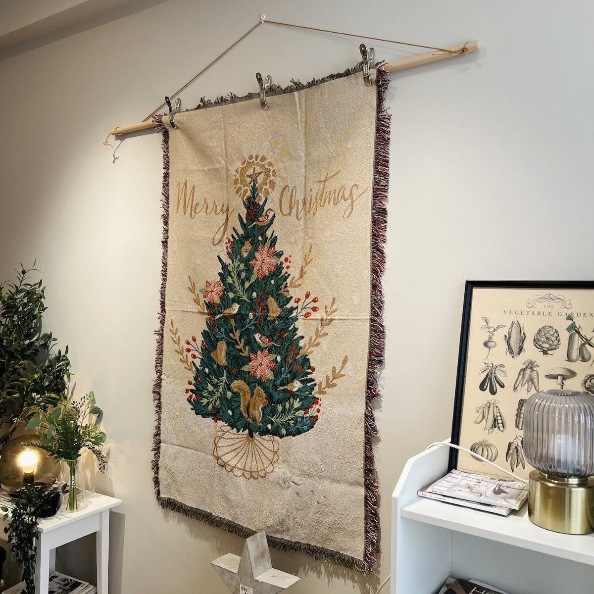 Merry Christmasクリスマスリスの松の毛布