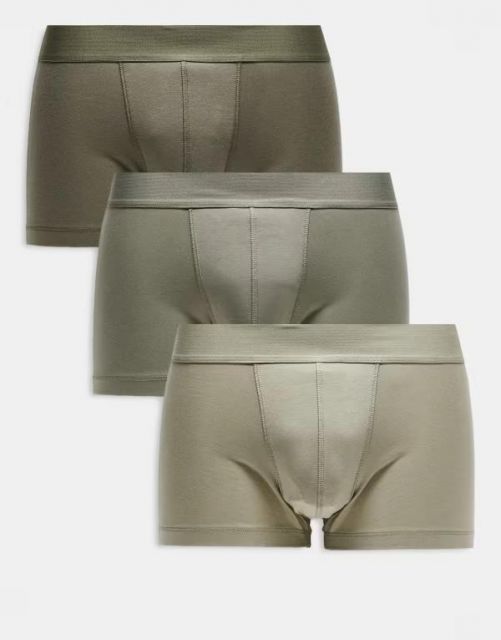 送料無料 エイソス メンズ トランクス アンダーウェア ASOS DESIGN 3 pack hipster briefs in khaki Khaki