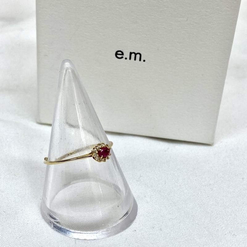e.m. little emblem K18ダイヤモンドリング　ルビー付き little emblem ルビー・ダイヤモンドリング | e.m.