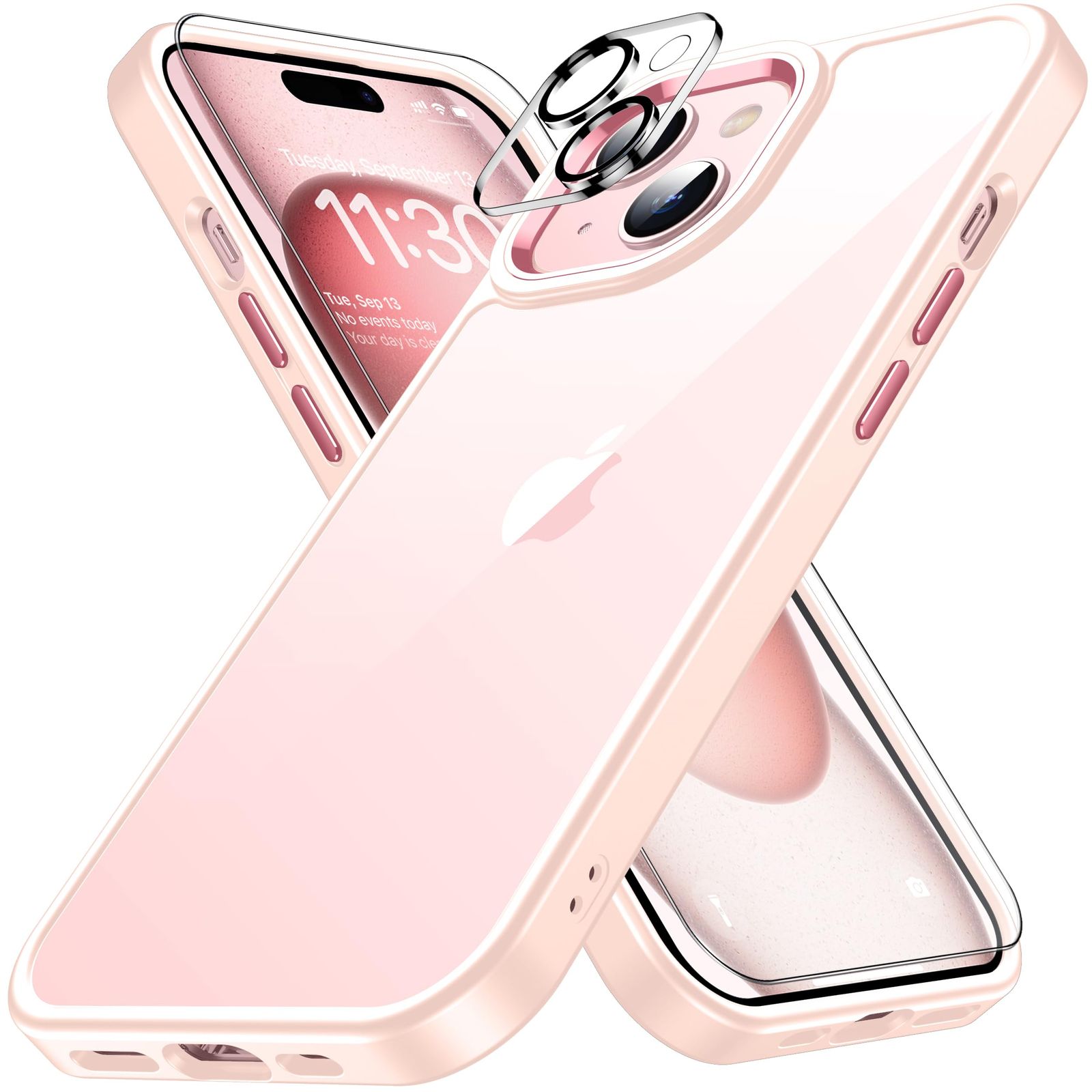 【人気商品】XIWXI iphone15 用 ケース ピンク 耐衝撃 カメラレンズ保護付き アイフォン15 用 ケース 米軍MIL規格 耐久性 黄ばみ防止 アイホン15 用 ケース ワイヤレス充電対応 対応 SGS認証 スマホ