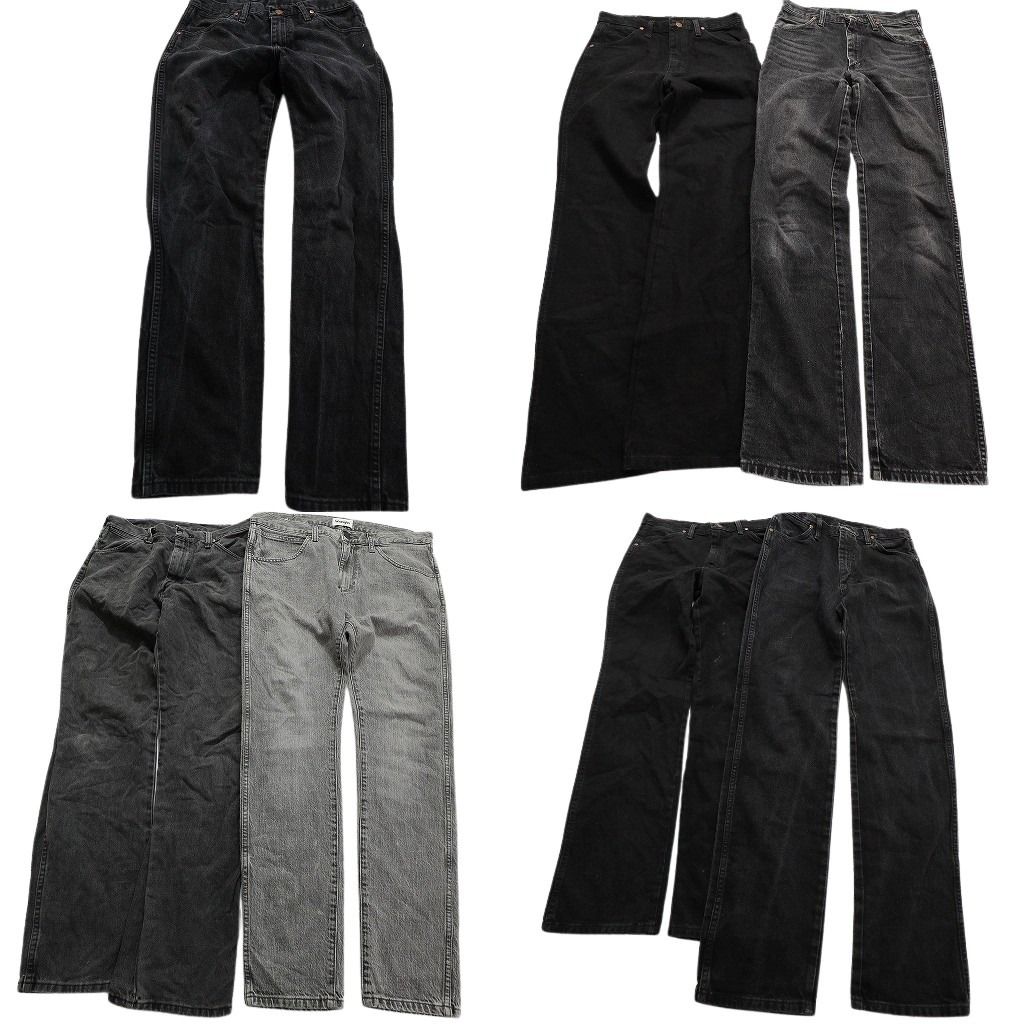 古着卸 Wrangler ラングラー ブラックデニム パンツ 7枚セット メンズ 29 |30 フェード アメカジ 革パッチ 古着 NA3189