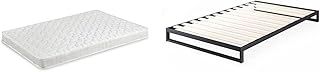 セット買い ZINUS Regular ポケットコイルマットレス 防菌防ダニ加工 15cm|シングル|ホワイト ＋ Heavy Duty スチールベットフレーム 18cm|シングル|ブラック