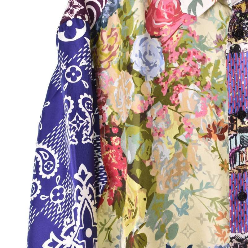 ルイヴィトン 22AW RM222 RB8 HNS72W モノグラム総柄シルク長袖シャツ