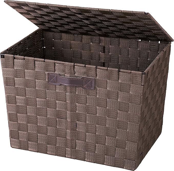 パール金属 収納 バスケット ケース ボックス マルチ 深型 フタ付 ブラウン PPマルチバスケット3 N-7983