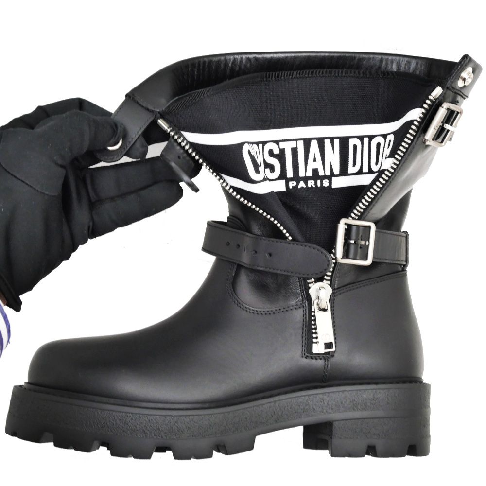 名東】ディオール D-MAJOR ショートブーツ ロゴ サイズ37 ブラック  