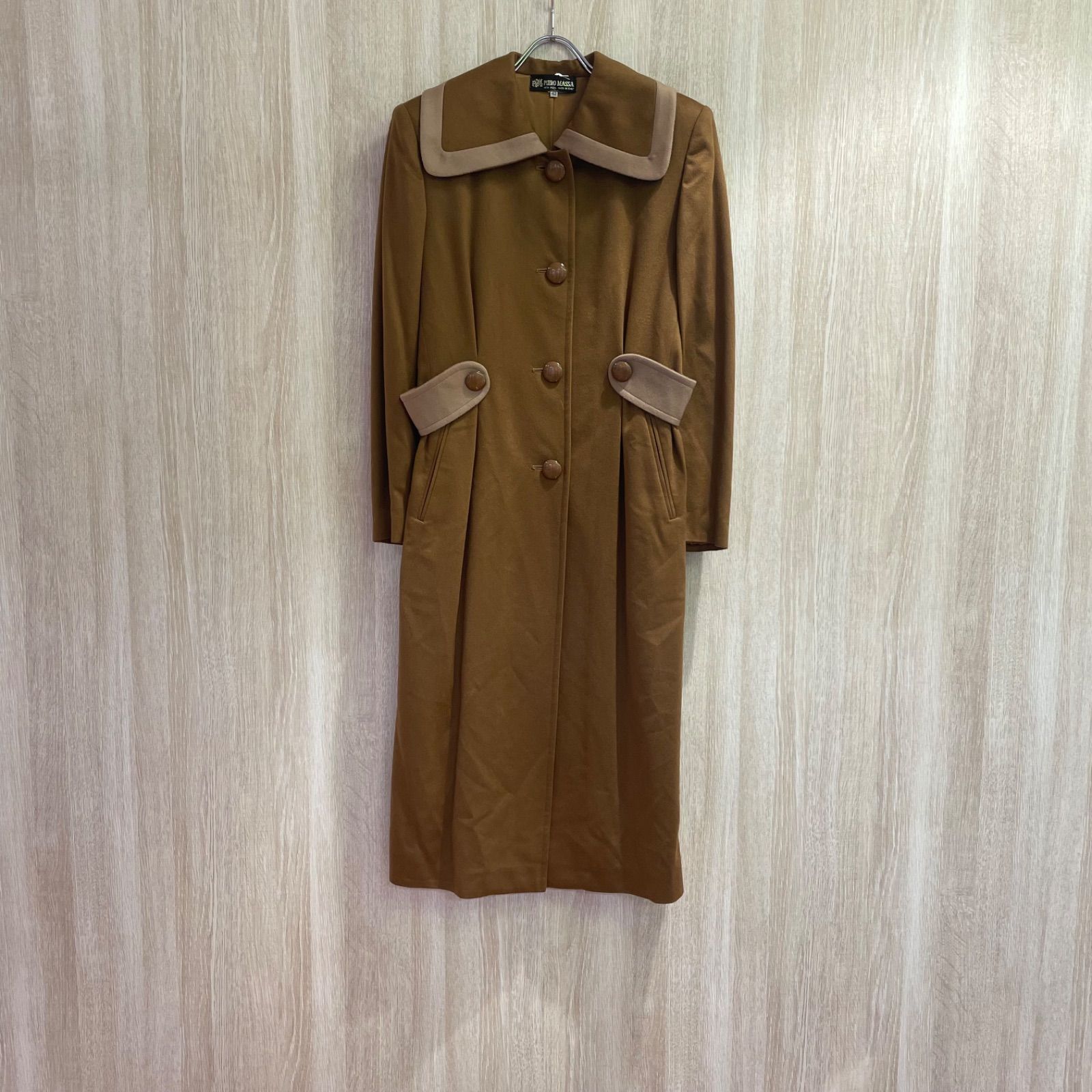 PIERO MASSA ピエロマッサ イタリア製 ステンカラーロングコート ブラウン カシミヤ G0031