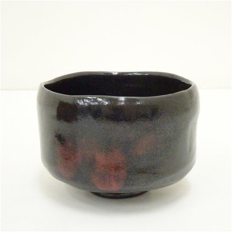 常滑焼 谷川春陽造 黒楽茶碗（共箱） 茶道 抹茶 おしゃれ 抹茶茶碗