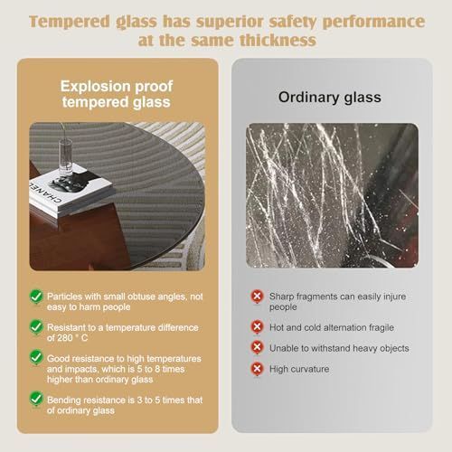 ダイニングテーブル リビングテーブル 強化ガラス天板 リビングテーブル ローテーブル ローテーブル コーヒーテーブル ガラス ガラス 小型リビングルーム 寝室 ガラスに最適 おしゃれ 簡単取り付け 丸 ガラステーブル 透明 円形 70 70 31CM セン MARWIL-DEMENAGEMENTS_CH