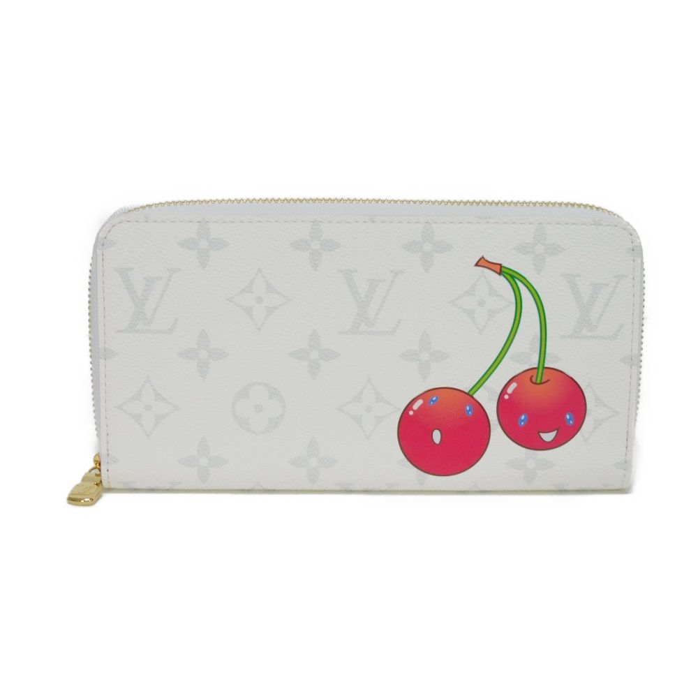 LOUIS VUITTON ルイ ヴィトン LV×TM ジッピーウォレット 村上隆 LVロゴ フラワー さくらんぼ マチ付き 札入れ カードケース コインケース RFID ICチップ モノグラム チェリー ホワイト 長財布 M14240