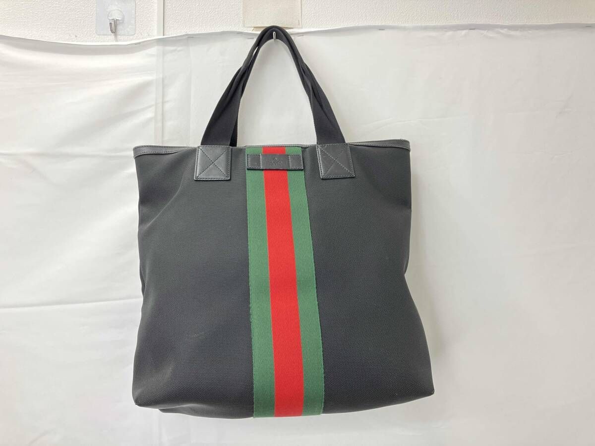 GUCCI グッチ 387107 シェリーライン トートバッグ キャンバス レディース ブラック系 黒系 バッグ レディースバッグ 鞄