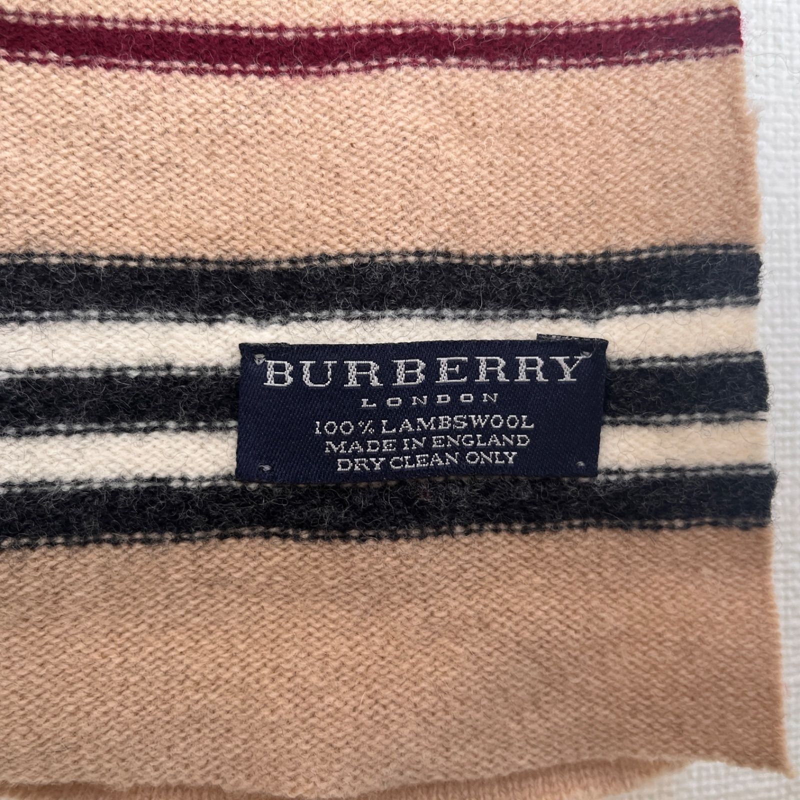 【大特価】BURBERRY  バーバリー　ボーダーマフラー　ウール　美品　最終価格　BIGセール　管理番号7