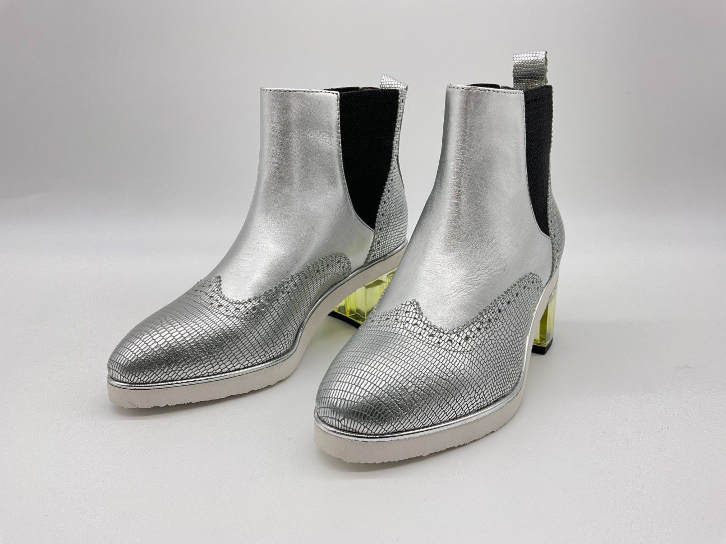UNITED NUDE ユナイテッド ヌード 36 シルバー クリアヒールサイドゴアブーツ