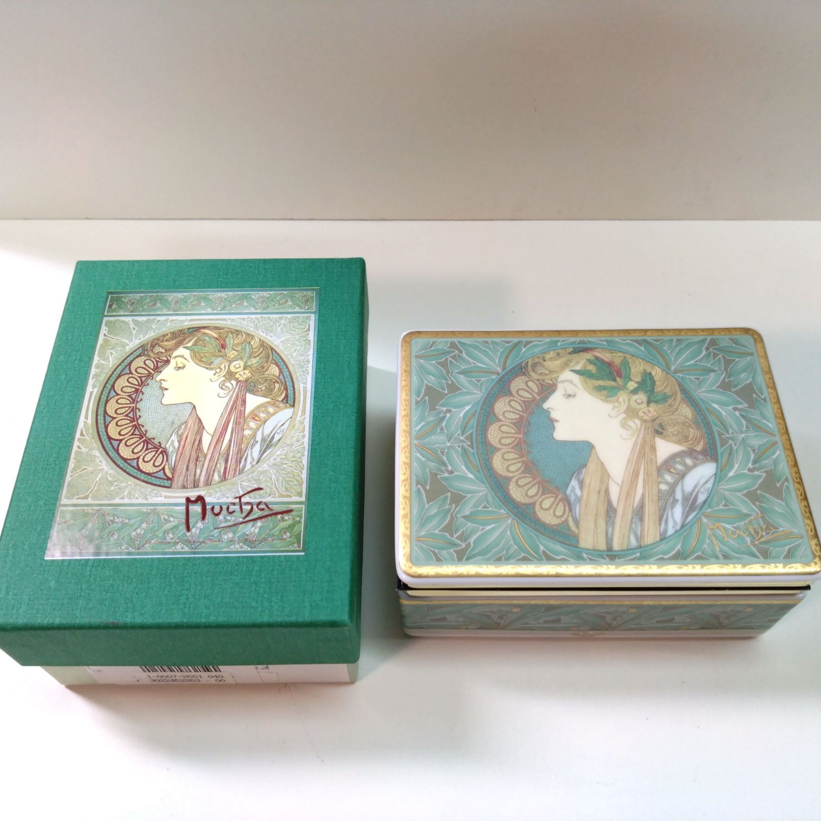 アルフォンス・ミュシャ柄生地　小物入れ　宝石箱　ジュエリーボックス　印鑑ケース 24 アルフォンス・ミュシャ 小物入れ ジュエリーボックス 桃山陶器