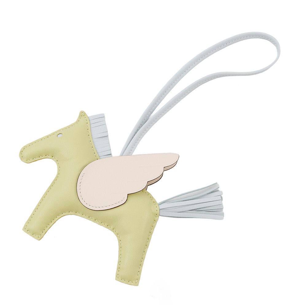 エルメス バッグチャーム ロデオ ペガサスMM ジョーヌブルジョン|ナタ|ブルーブリュム ラムスキン U刻印