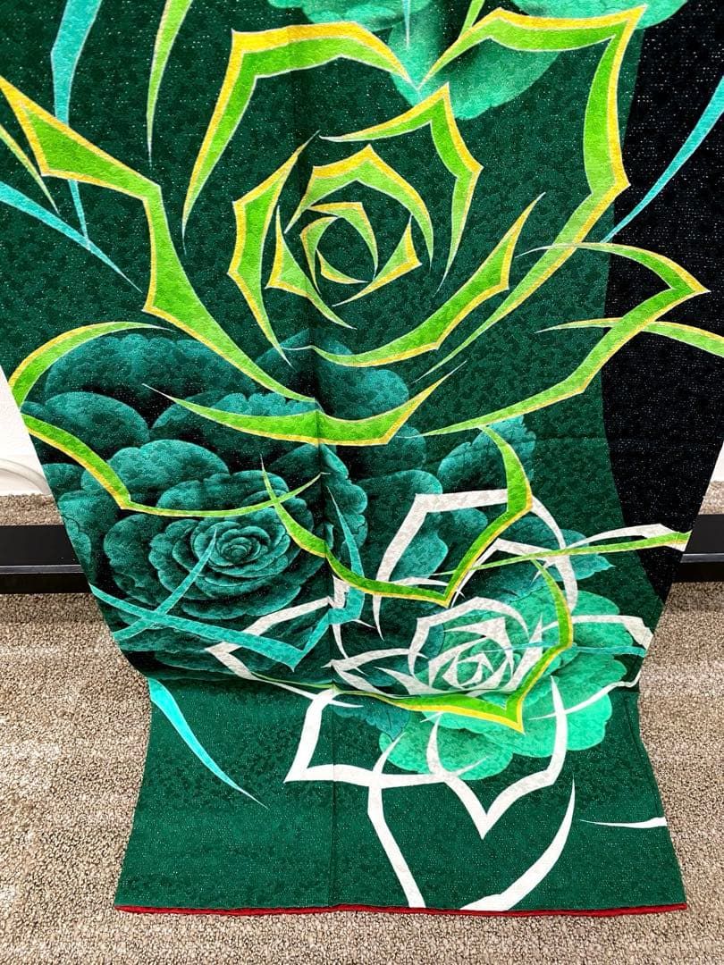 振袖 豪華 銀通し 紋意匠 大輪 薔薇 身丈173cm 撥水加工済 - メルカリ