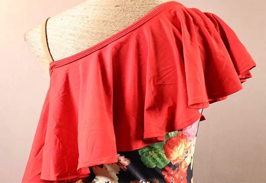 新品未使用 インナー付きラテンドレス 花柄 練習着 デモ ダンス