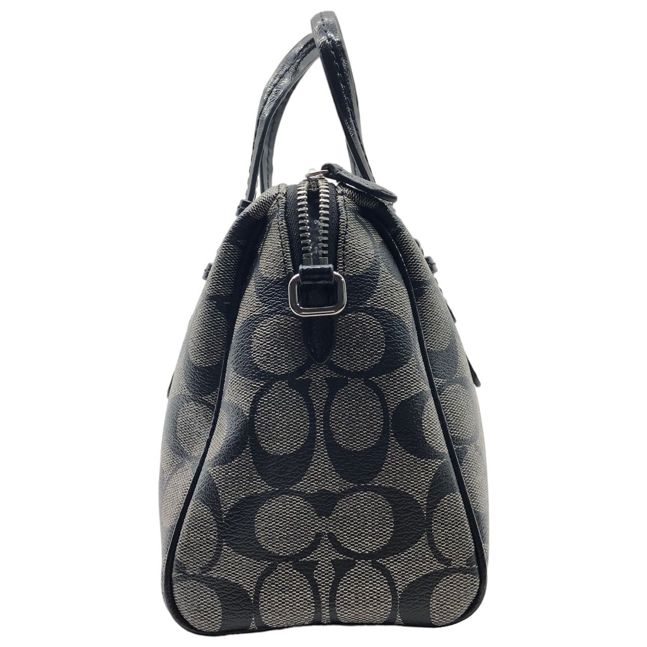 COACH ボストンバッグ シグネチャー ロゴブラック×グレー
