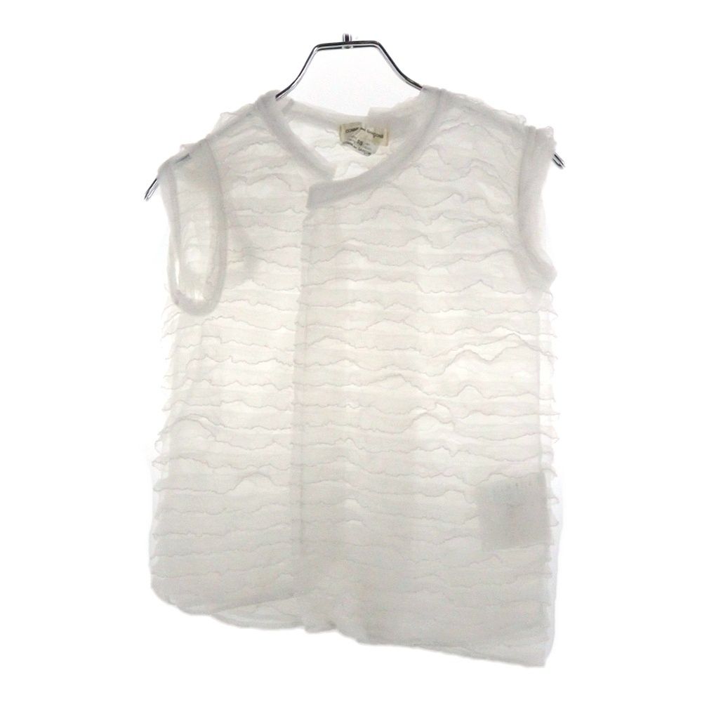 COMME des GARCONS コムデギャルソン 08SS ラメ フリル ノースリーブブラウス ホワイト レディース GA-T052 AD2007