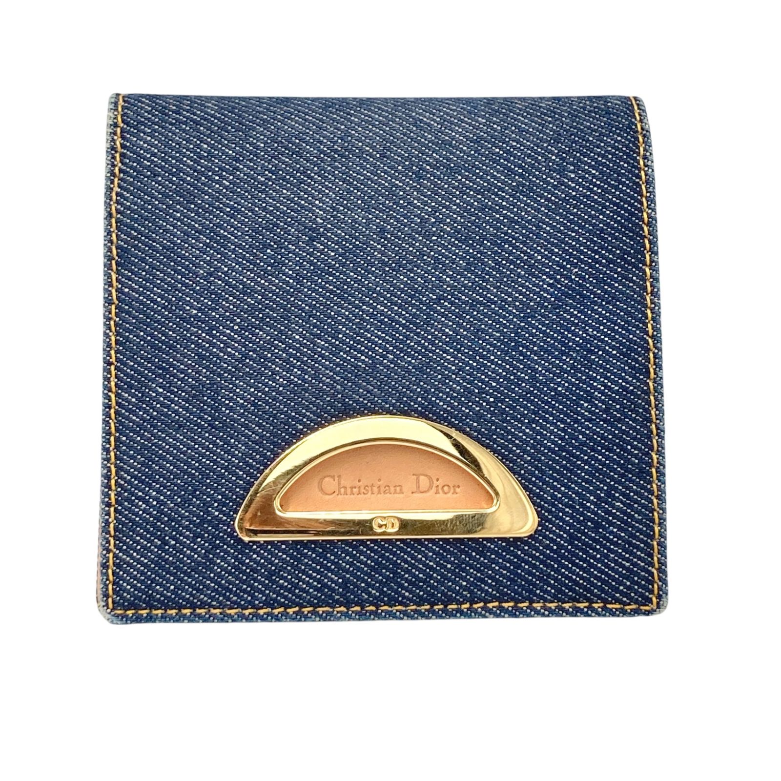真贋判定済 DIOR ディオール 2つ折り財布 ブルー×ブラウン ウォレット B03232RLWP