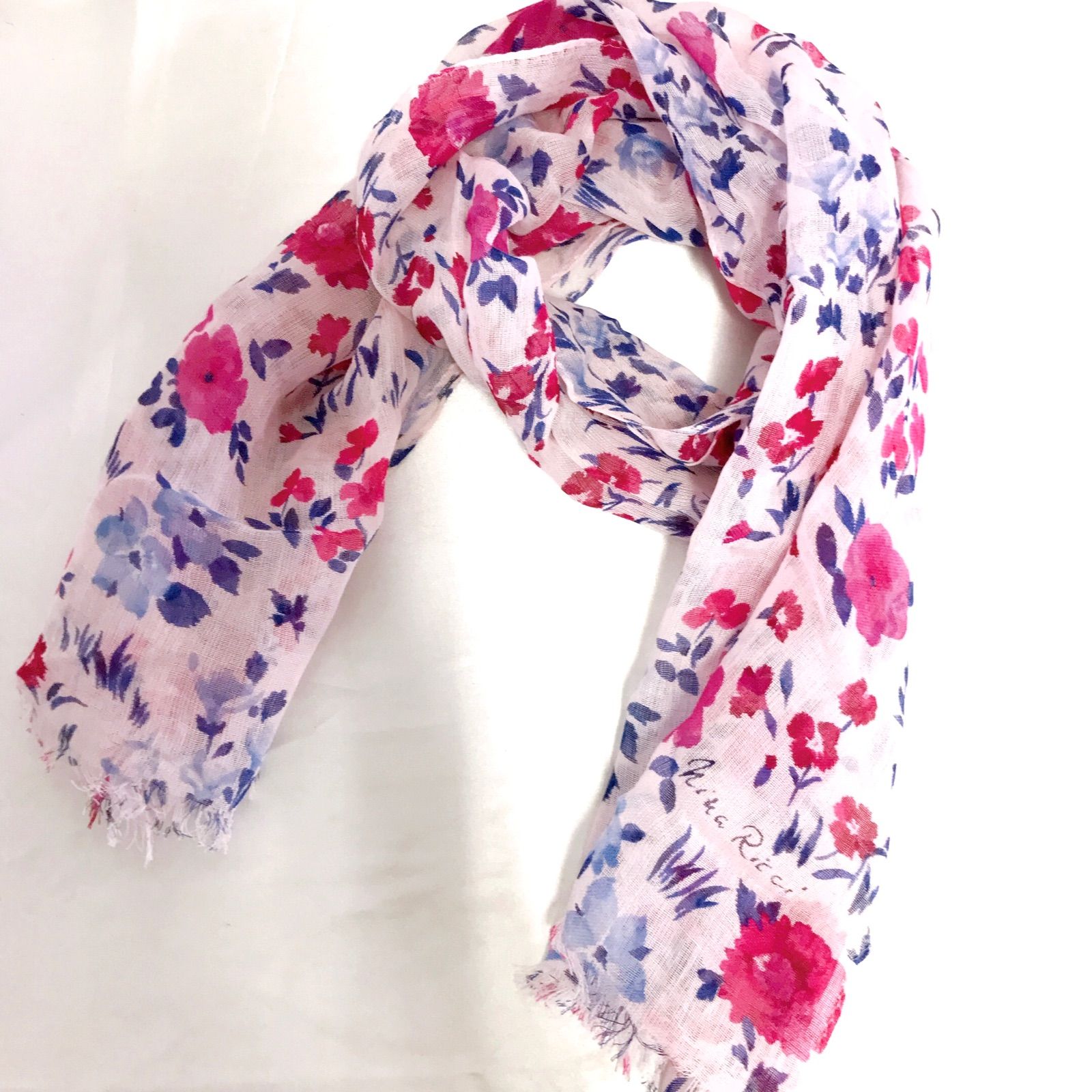 美品】NINA RICCI ニナリッチ 花柄ストール フラワー ピンク