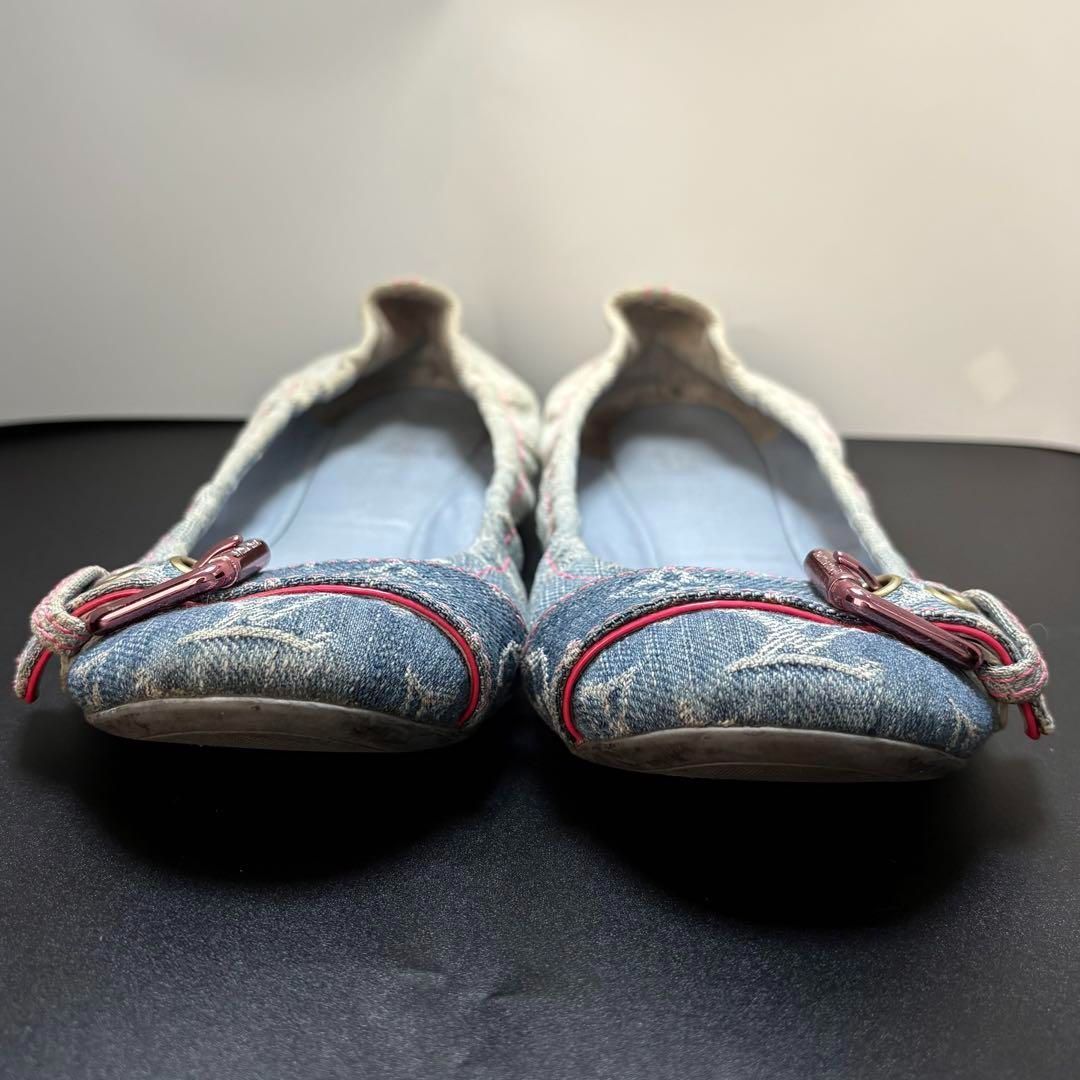 ルイヴィトン LOUIS VUITTON デニム モノグラム バレエシューズ フラットパンプス 35 1 2 シューズ MA0170 23〜23.5cm