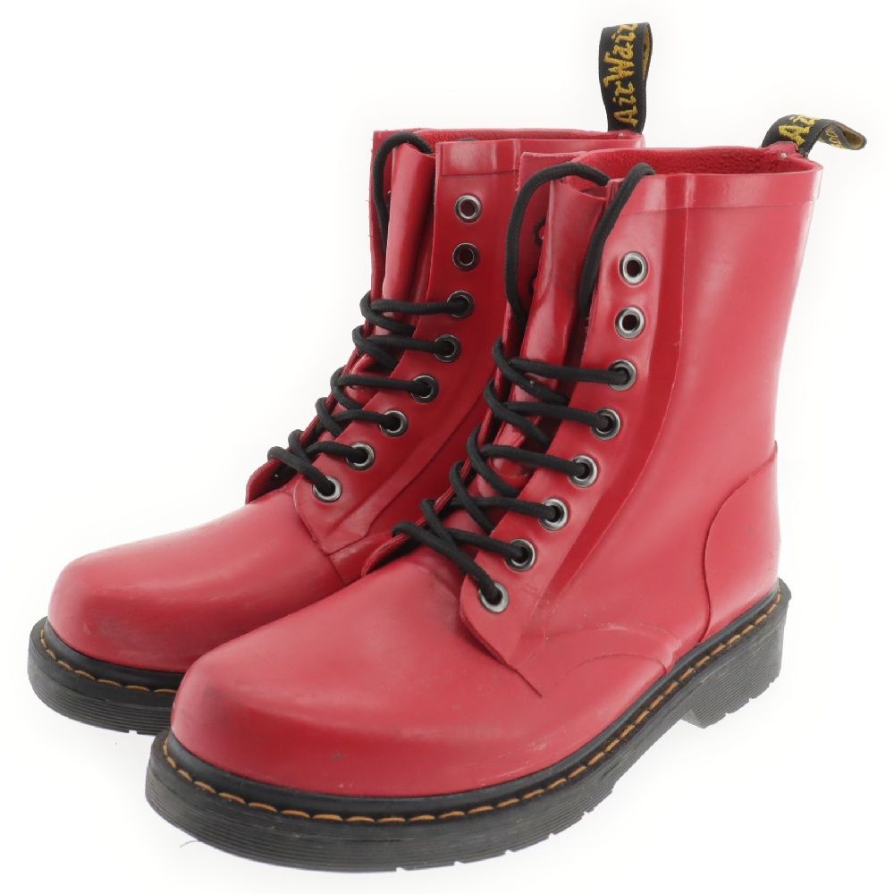 (美品)ドクターマーチン レインブーツ 長靴 8ホール  チェリーレッド Dr.Martens (ドクターマーチン) 8ホール ラバー レインブーツ