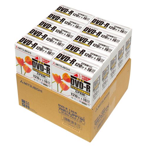 4営業日で発送 MITSUBISHI 三菱電機 三菱化学 VHR12JPP10C 録画用DVD-R 4.7GB 1-16倍速 5mmスリムケース入10枚P×10