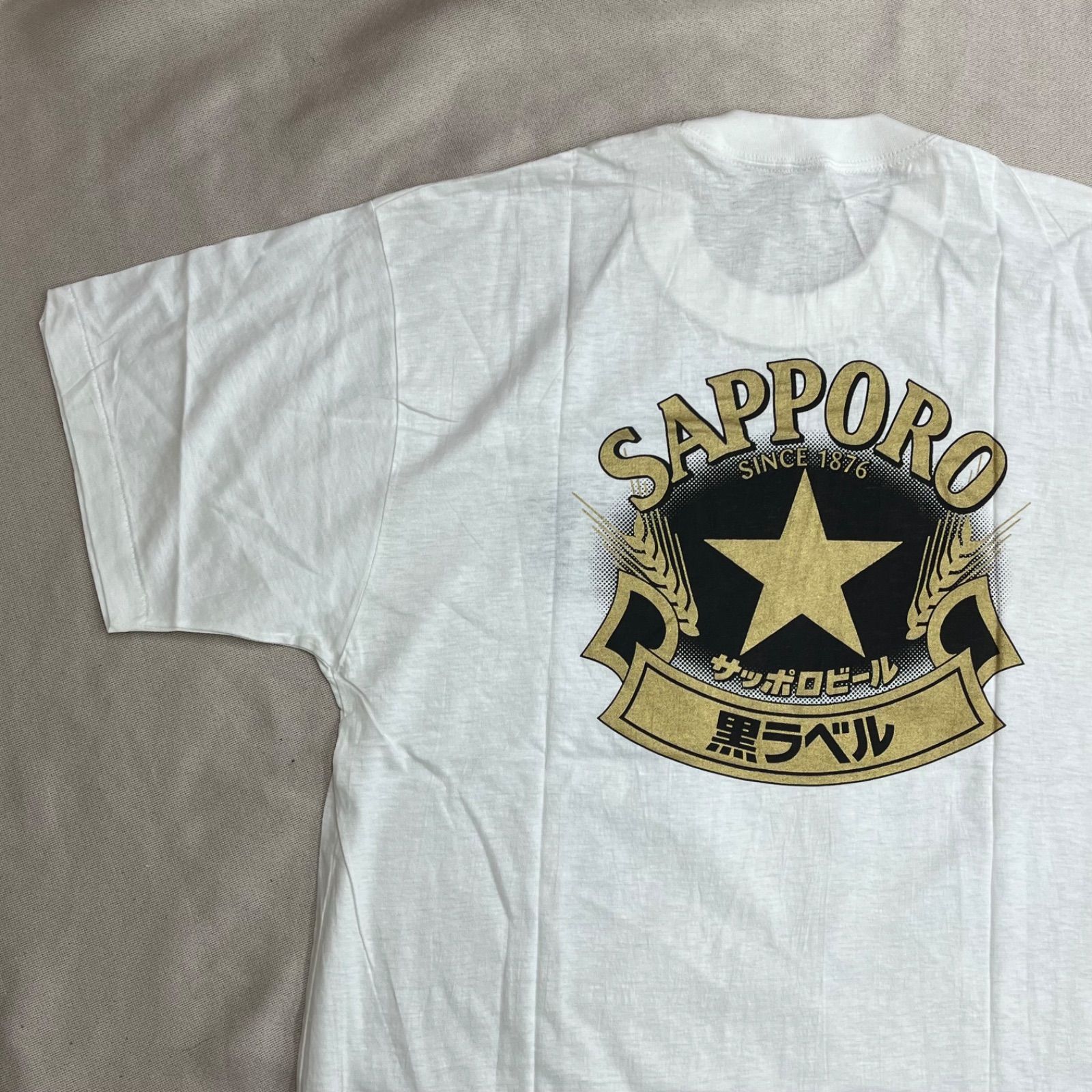 未使用】90s サッポロ 黒ラベル Tシャツ シングルステッチ L ビール お 