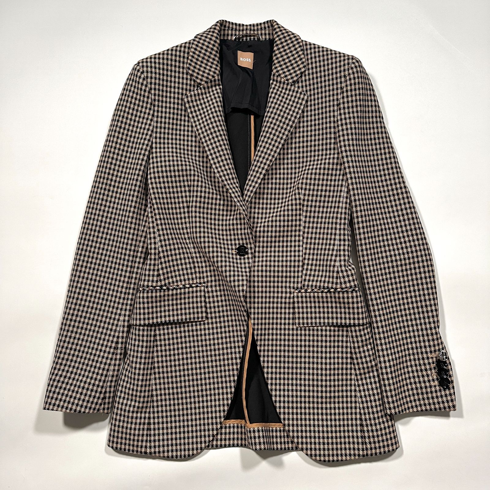 ヒューゴボス パンツスーツ セットアップ 千鳥格子 ブラウン 現行タグ