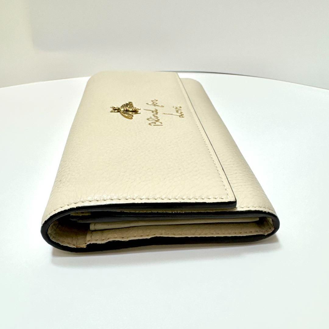 付属品完備 極美品 グッチ 折り財布 アニマリエ ゴールド 猫 シマレザー 黒 GUCCI グッチ 財布 メンズ ブランド アニマリエ 二つ折り財布