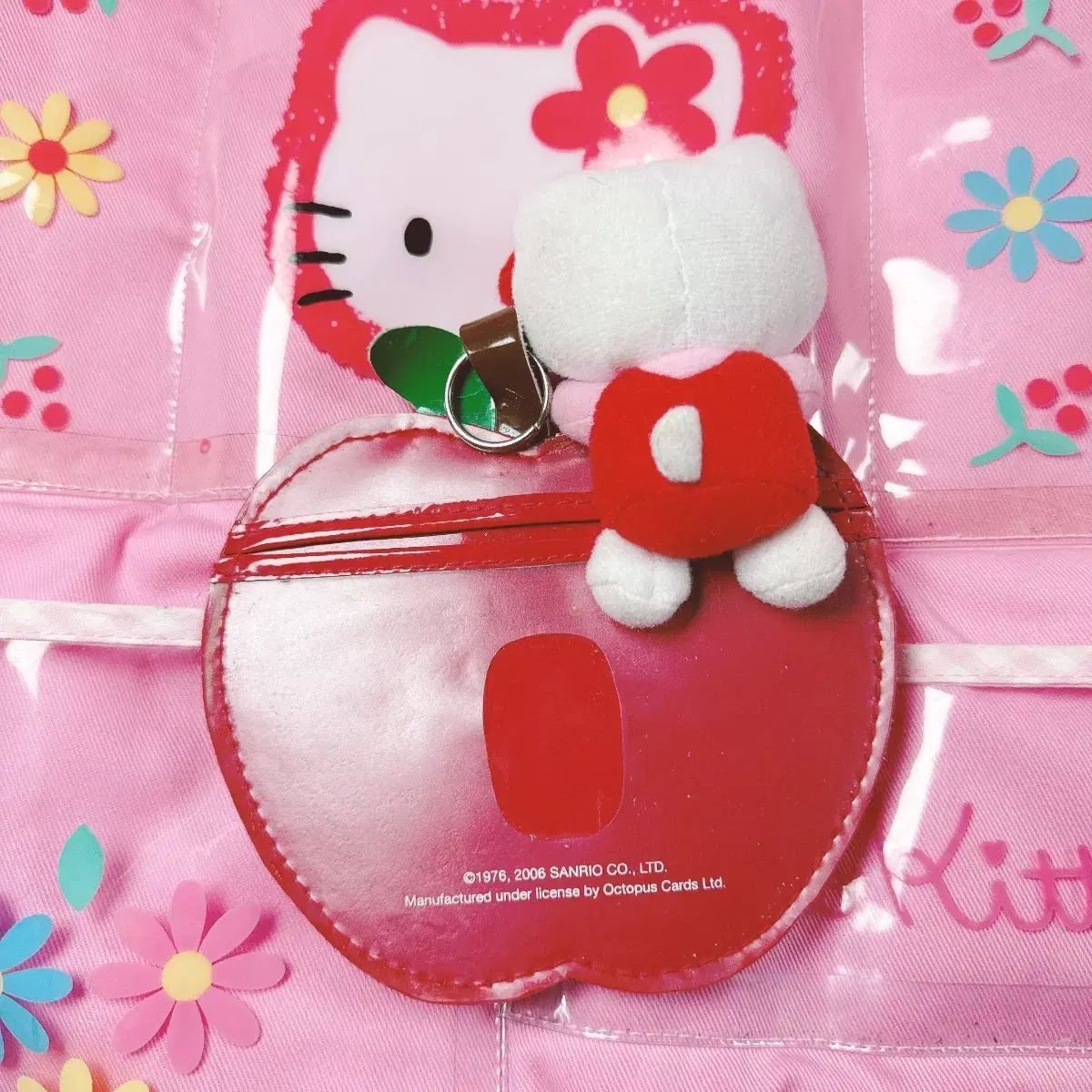 古典 hello kitty ハローキティ リンゴ りんご 人形 交通カード リールパス カードウォレット カードホルダー キーリング 챰