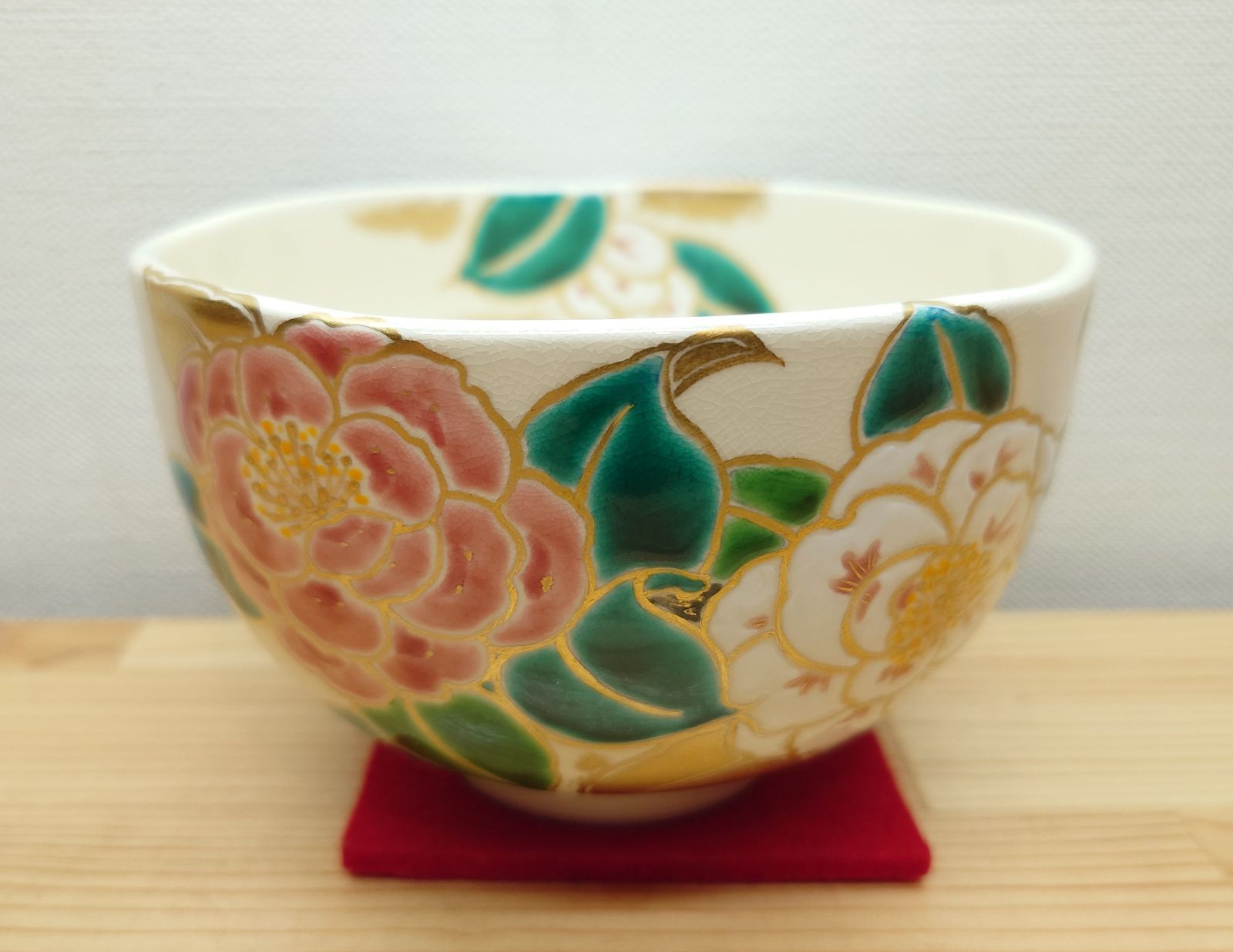 逢絢亭 茶道具 茶碗 京焼 仁清 八重椿 文月和香 共箱入り