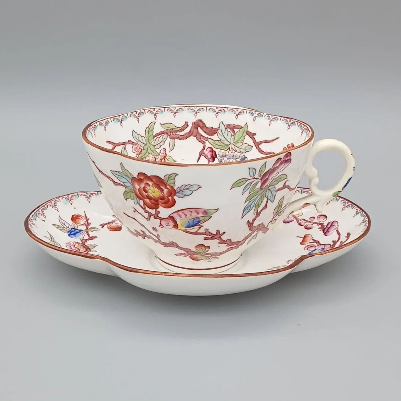 サルグミンヌ ミントン 花型 カップ＆ソーサー 1860～1922年製 SARREGUEMINES