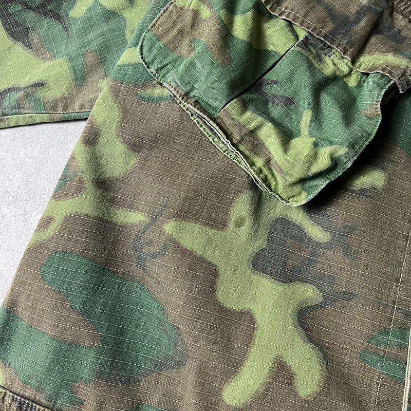 60s US ARMY 米軍実物 4th ERDL グリーンリーフ カモ ジャングル