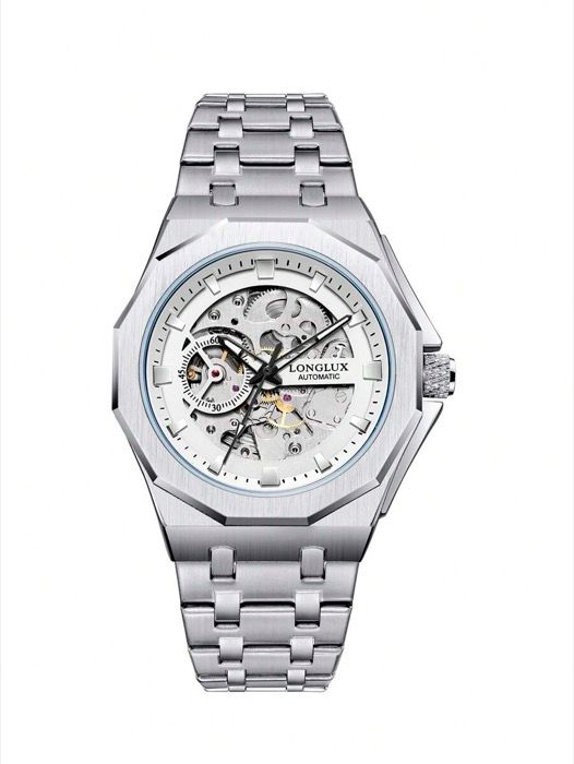 腕時計 メンズ 機械式 1個 メンズ 中空 自動巻き機械式 防水 スチールバンド 腕時計 日常着用 - ギフトに最適